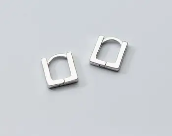 

10mm very Tinny for Child Authentic Real 100% 925 Sterling Silver fine Jewelry Square Geometric Hoop Huggie Earrings gtle2294