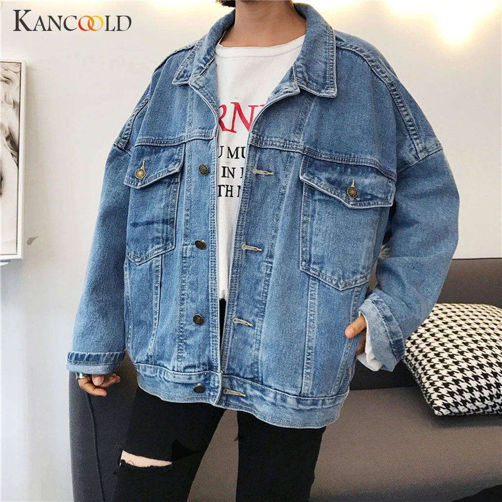 

KANCOOLD coats Women Boyfriend Style Jeans Coat Retro Oversize Cowboy Denim Loose Casual new woman coats and jackets 2019JUL22