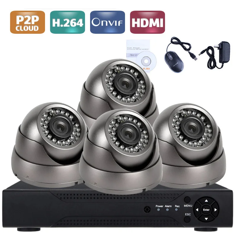 

4CH AHD 5 IN 1 Security DVR System HDMI 1280X720P AHD Weatherproof Outdoor CCTV Camera 1.0MP Full Metal AHD Surveillance Kit