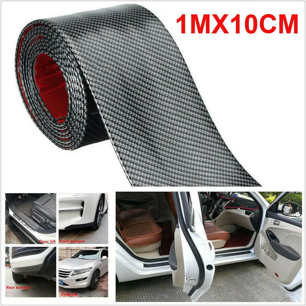 Car Sticker 1M*10CM Carbon Fiber Rubber DIY Door Sill Protector Edge Guard Strip for Ford BMW Chevrolet Honda GMC Car Sticker