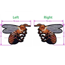 Couple Bees Pairs Left Right Two Sides Embroidery Bee Patch Sewing Insect Patches Iron On Clothes Applique DIY Kids Motifs