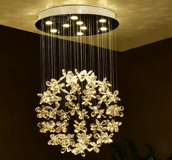 Crystal combination pendant lamp round the living room restaurant Au bedroom lamp simple modern creative personality