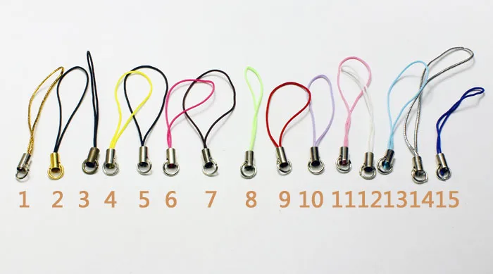 57mm Colorful Simple Mobile/Mobilephone/Cellphone Straps/Strings/Key Chains With Rhodium Color Ring Charms Cords DIY Accessories
