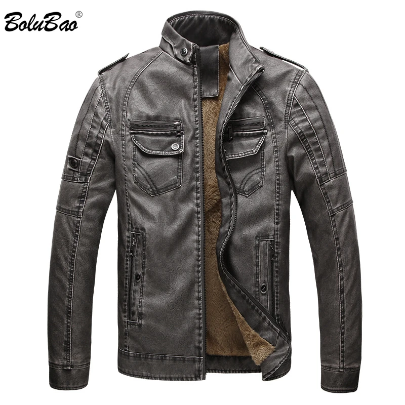 

BOLUBAO Men Motorcycle Leather Jackets Autumn Winter Male Solid Color PU Jacket Coat Men's Fashion Leather Jackets Overcoat