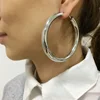 UKEN 2024 Punk Fashion 70mm Diameter Wide Big Hoop Earrings For Women Statement Earrings Brincos Jewelry Accessories Thick 3