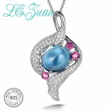 L& zuan натуральный 6.18ct голубой драгоценный камень топаз кулон и 925 пробы ожерелье Стерлинговое серебро ювелирные изделия колье ожерелье для женщин