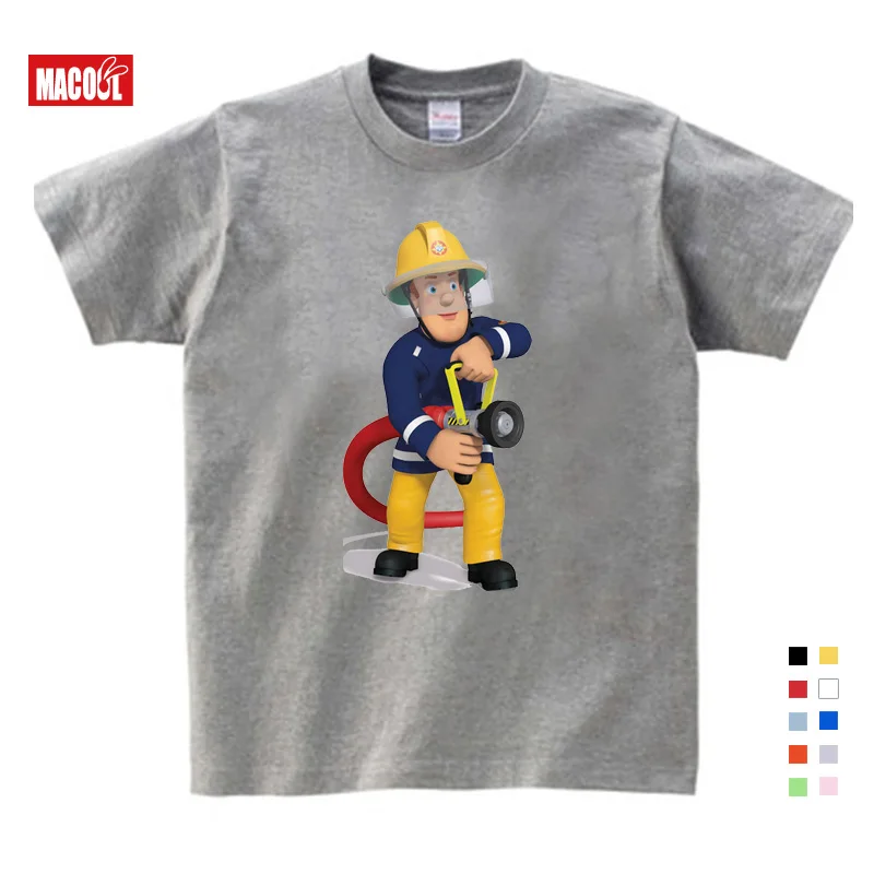 

Children Cartoon Fireman Sam Print Cotton T-shirts for Boy Shirt Girl Short Sleeve Tee Tops Clothes Kids Clothing Unisex 3T-9T