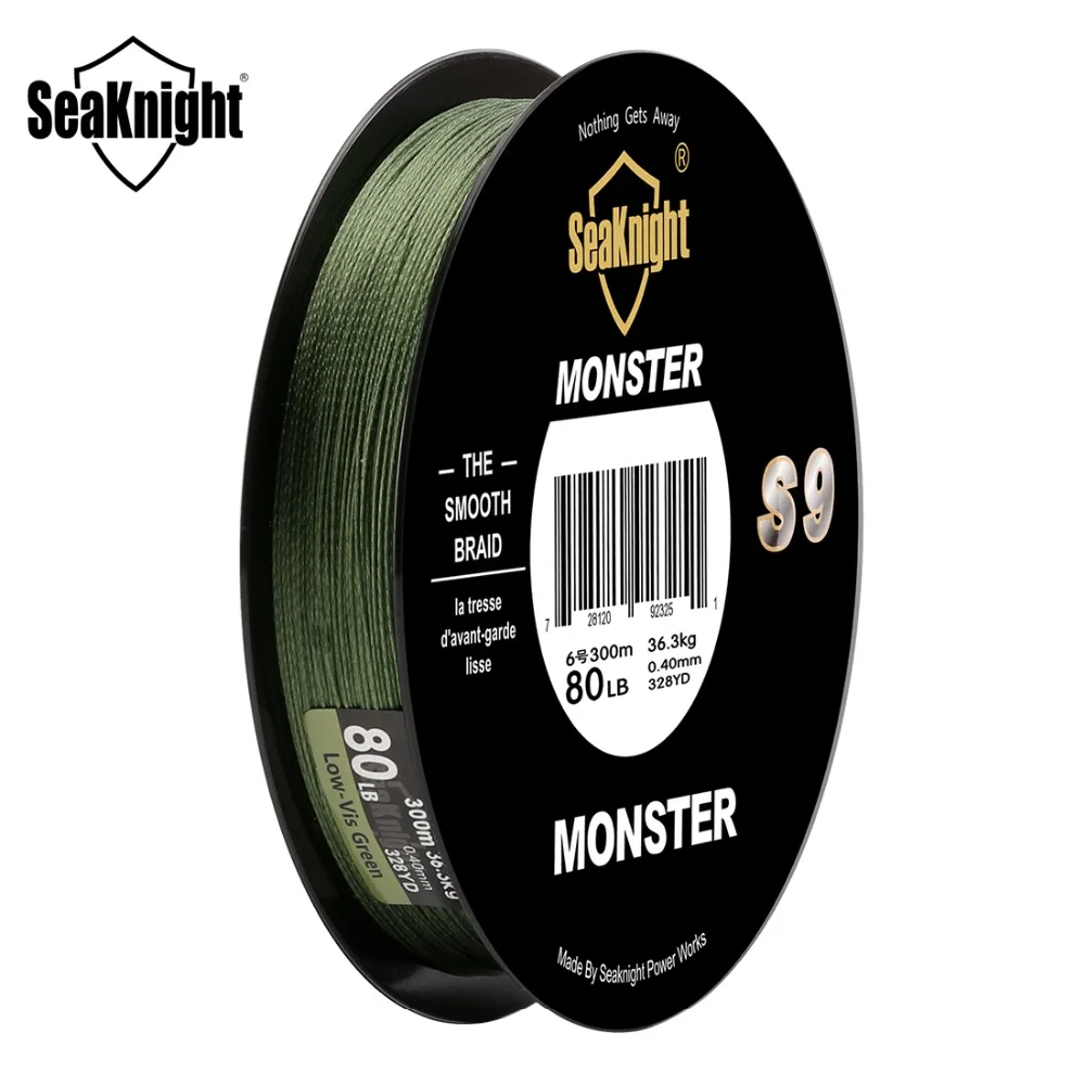 SeaKnight Monster S9 плетеная рыболовная леска 300 м от 20 до 100 фунтов прочная 9 нитей гладкая PE леска S спиральная плетеная технологическая морская