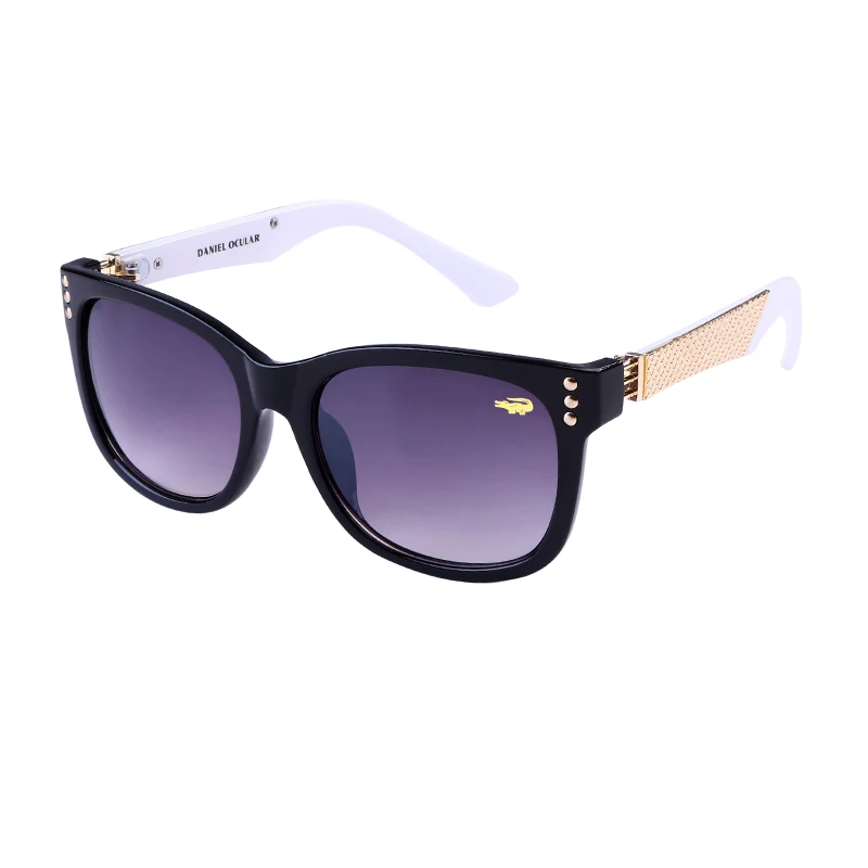 Krokodil круглые модные очки, негабаритные солнцезащитные очки для женщин, брендовые дизайнерские роскошные женские очки, UV400 Oculos De Sol 8985 - Цвет линз: Black white