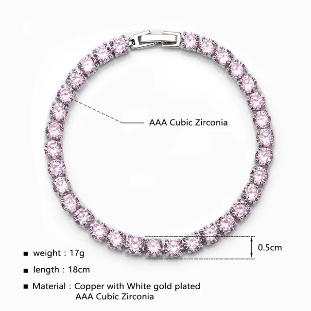 J Full Pink Cubic Zirconia Bracelets For Women Copper With J Full Pink Cubic Zirconia Bracelets For Women Copper With Link Chained Luxury Jewelry Bracelet