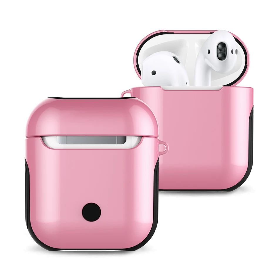 Для AirPods 2 чехол Bluetooth беспроводной Чехол для наушников для Apple защитный чехол для AirPods Глянцевая УФ-кожа аксессуары зарядная коробка - Цвет: Pink