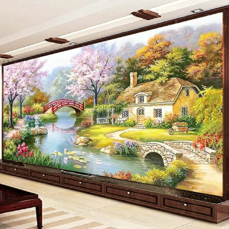 

Japanese garden scenery DIY Precise Printed Full Cross Stitch Embroidery Kit Needlework Handmade Counted Craft Gift