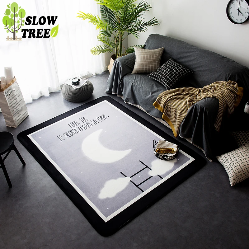 

Slow Tree Nordic Living Room Carpet Modern Soft Short Plush Yoga Rugs Simple Thicken Home Area Bedroom Red Mat145x200cm