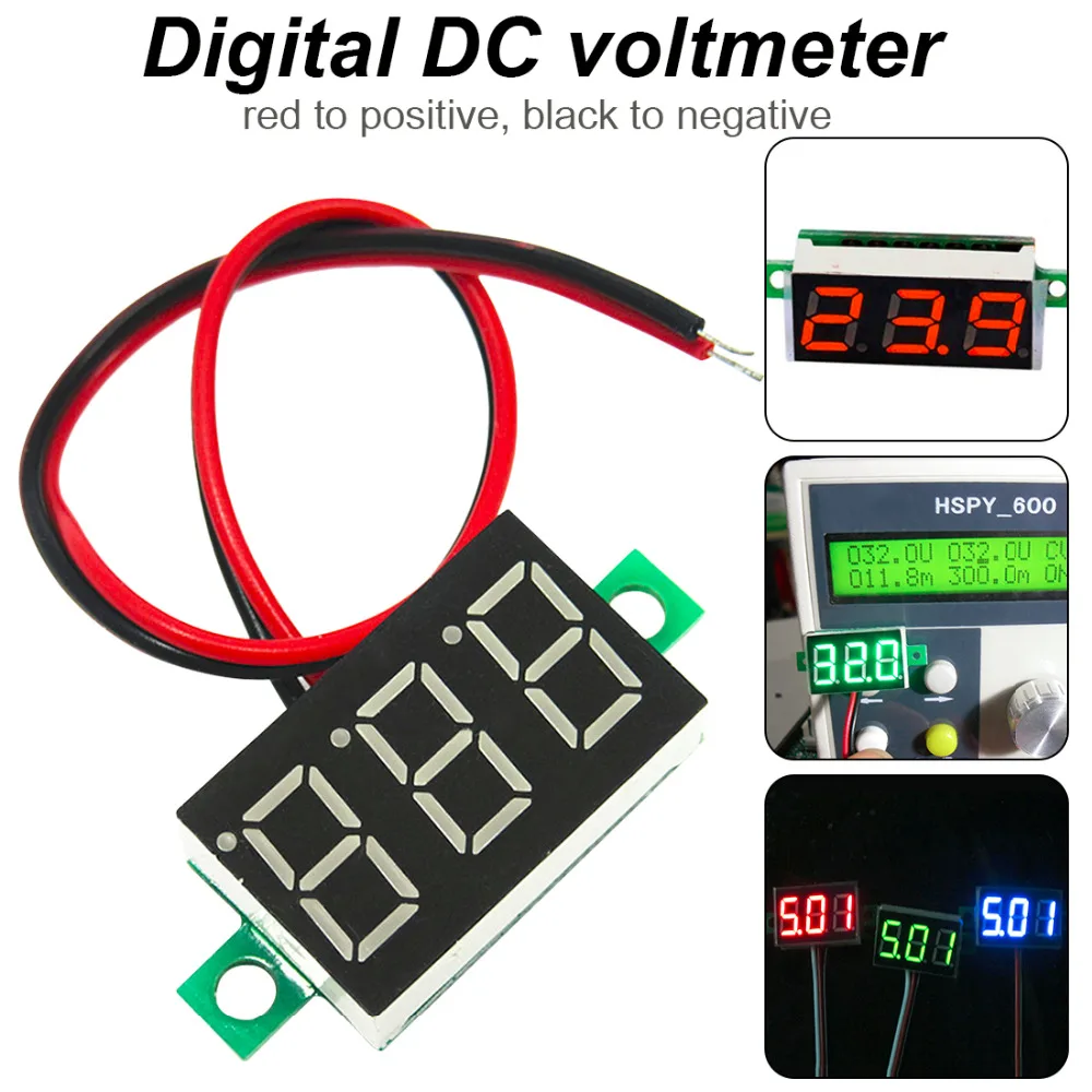 Красный светодиодный амперметр с ЖК-дисплеем, цифровой вольтметр Voltimetro, измеритель напряжения постоянного тока от 2,50 до 32,0 в