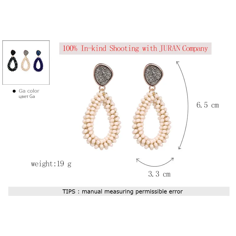 JURAN Новое поступление хорошее качество мода ручной работы хрустальные бусины серьги эффектное ожерелье с каплевидными кристаллами серьги для женщин