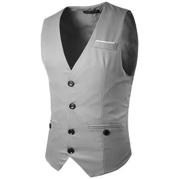

Customized new men's fashion vest chest decoration multi-button gentleman slim suit vest
