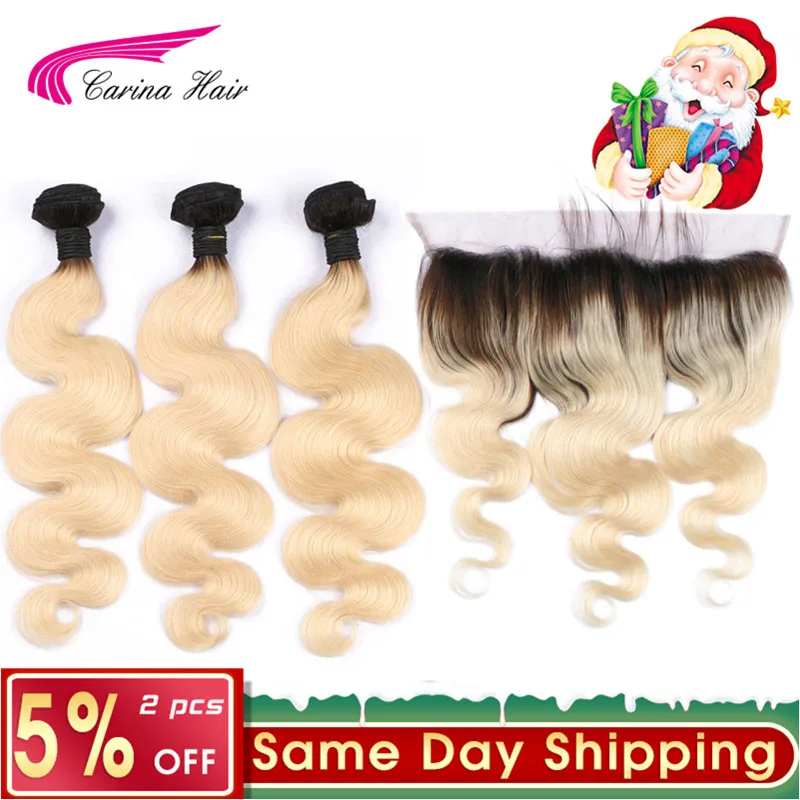 online Platina 613 Ombre Onda Cabelo Loiro Pacotes com Orelha a Orelha Fechamento Frontal Carina Brasileiro Remy Extensão Do Cabelo Humano Loiro