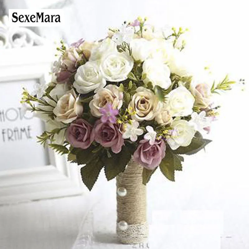 

SexeMara Bridal Bouquet European chaise longue roses, fake flowers, home decoration, emulation, wedding bouquet