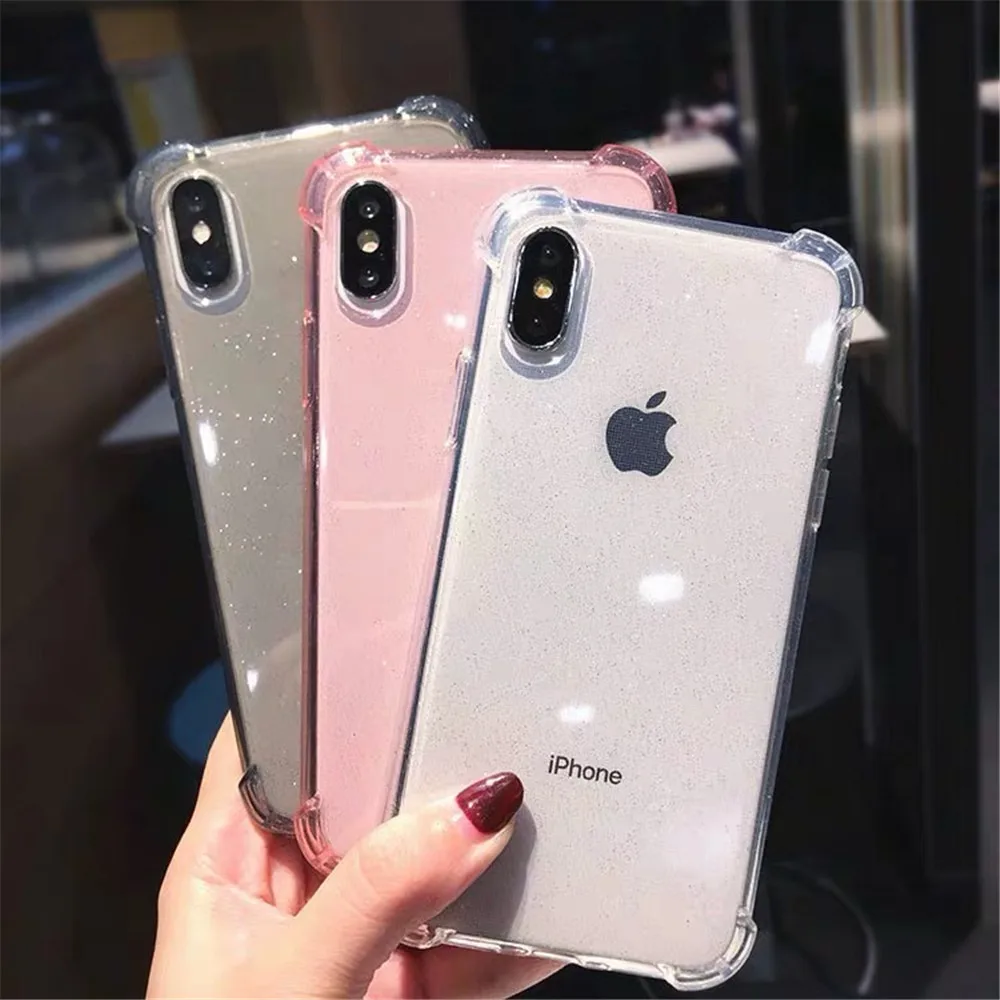 Блестящий Мягкий чехол для телефона iPhone X XR Xs Max 8 7 6 6S Plus воздушная подушка