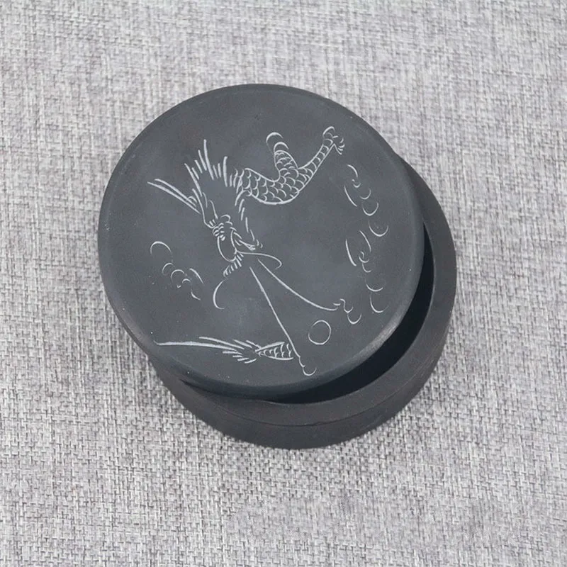 

1 Piece Round Chinese Traditional Calligraphy Ink stone for Grinding Ink 15x5.5cm 1600g