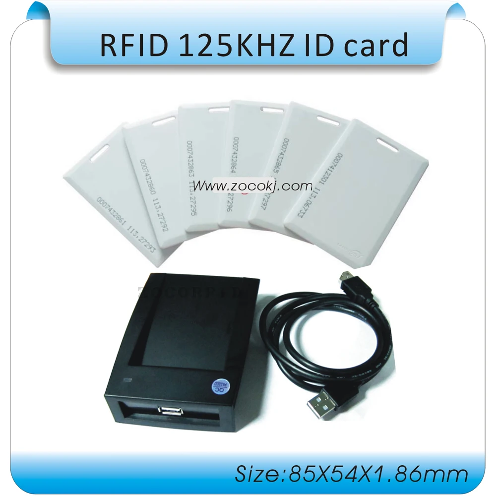 100PCS EM4100 ID CARD reaction ID card 125KHZ RFID thick Card+1 usb port reader