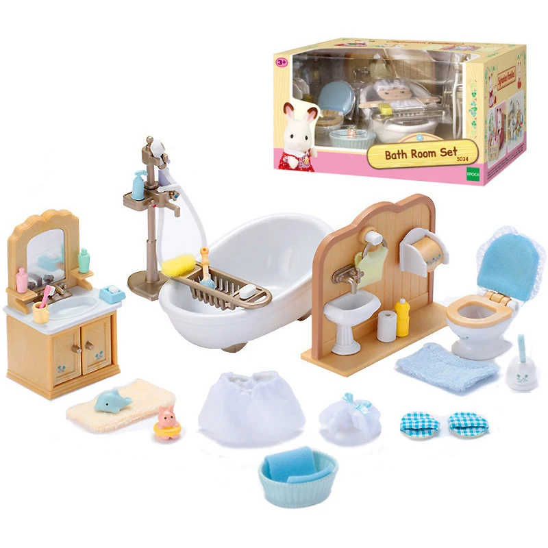 Sylvanian Families кукольный домик мебель аксессуары для ванной сцены туалет ванна Playset No Figure New 5034