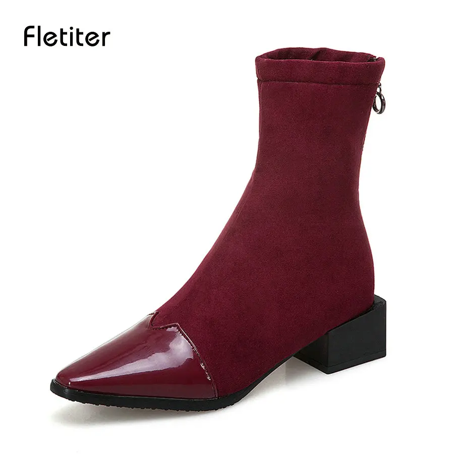 High Quality Ankle Boot Suede Soft Leather Women Boots Back Zip Short Plush Spring Autumn Boots Plus Size Shoes Ladies Fletiter Women's Shoes