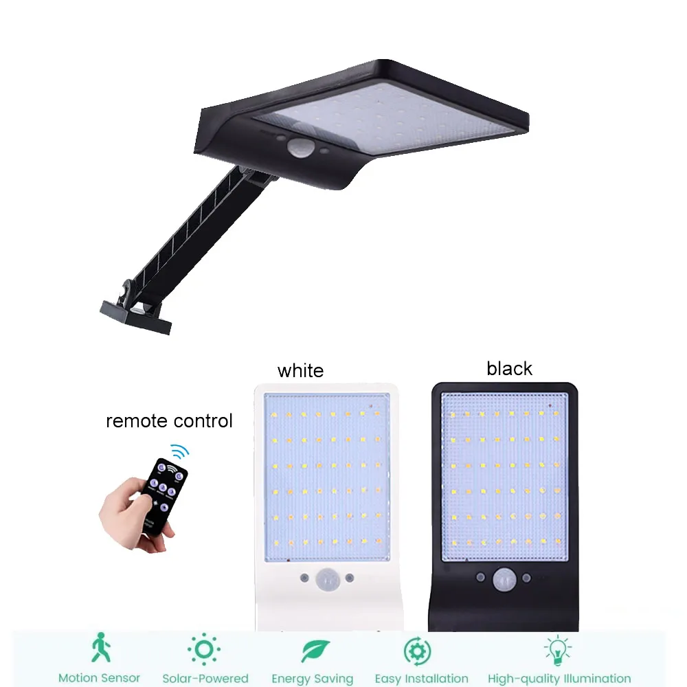 

48 led gear lock remote control rotate bracket solar street light Solar Lamp Human Body Induction Wall Light 3 Modes Dimmable sp