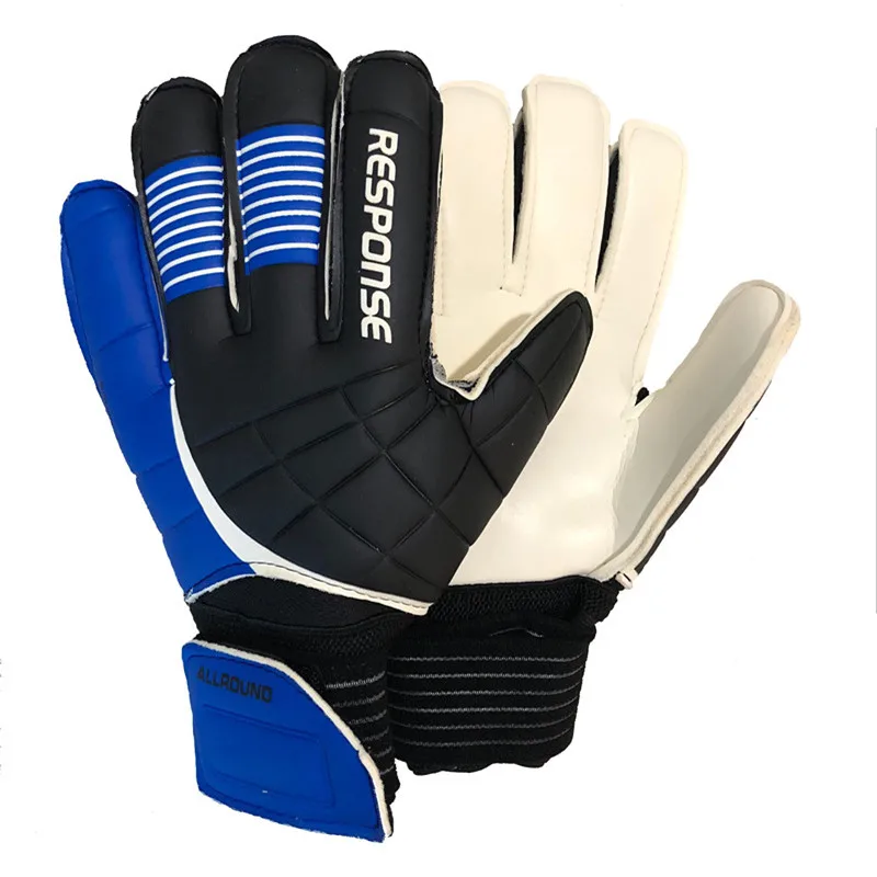Топ латексные футбольные вратарские перчатки Качество мужские новые футбольные перчатки профессиональный футбольный мяч перчатки подарок Футбольная повязка - Цвет: blue