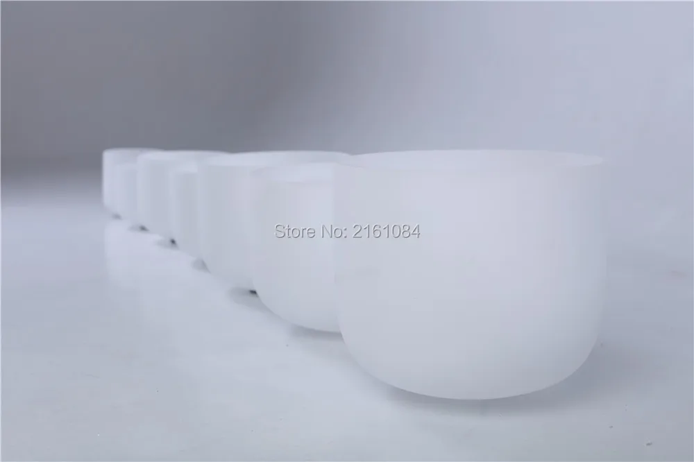 

2 pieces 10" and 12" pure frosted quartz crystal singing bowls with musical note with one free suede and o-ring