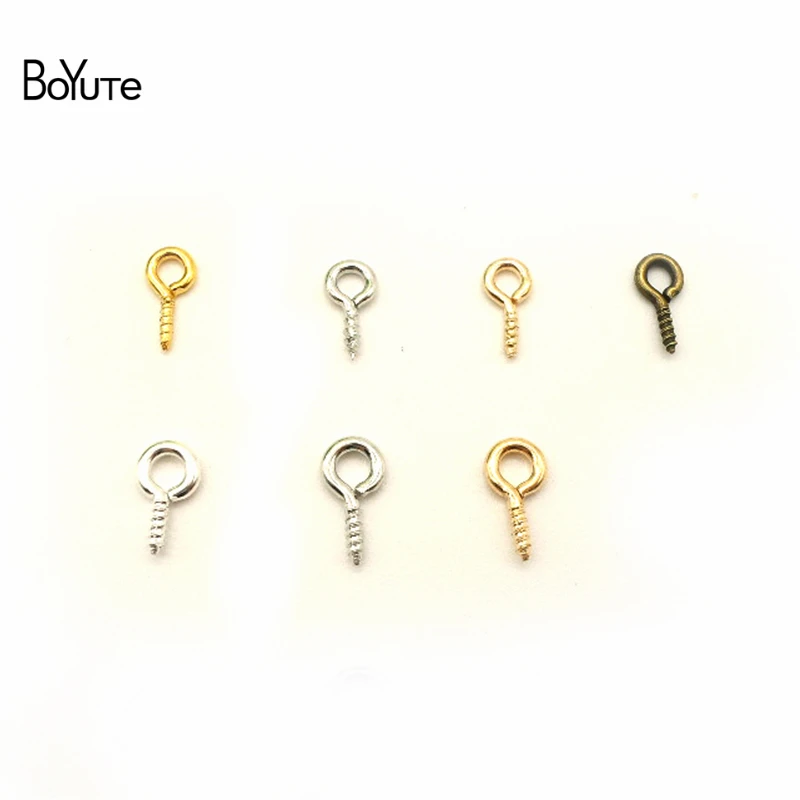 

BoYuTe 1000Pcs 4*8MM 5*10MM Eye Pins Eyepins Pitons Eyelets Screw Threaded Iron Clasps Hooks Diy Jewelry Findings Components