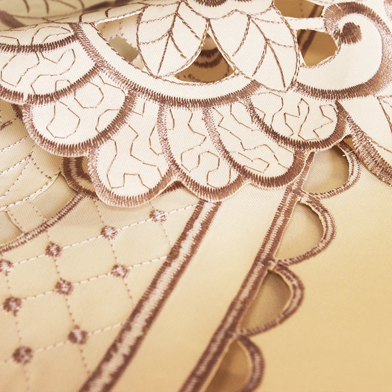  Satin Fabric Tablecloth Rectangle Elegant Hollow Embroidered Floral Thick Table cloth Wedding Party