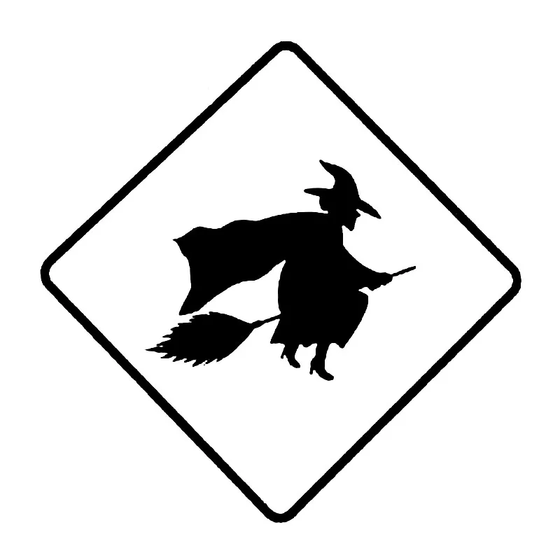Buy 15cm*15cm Funny Witch Crossing Car Sticker Black