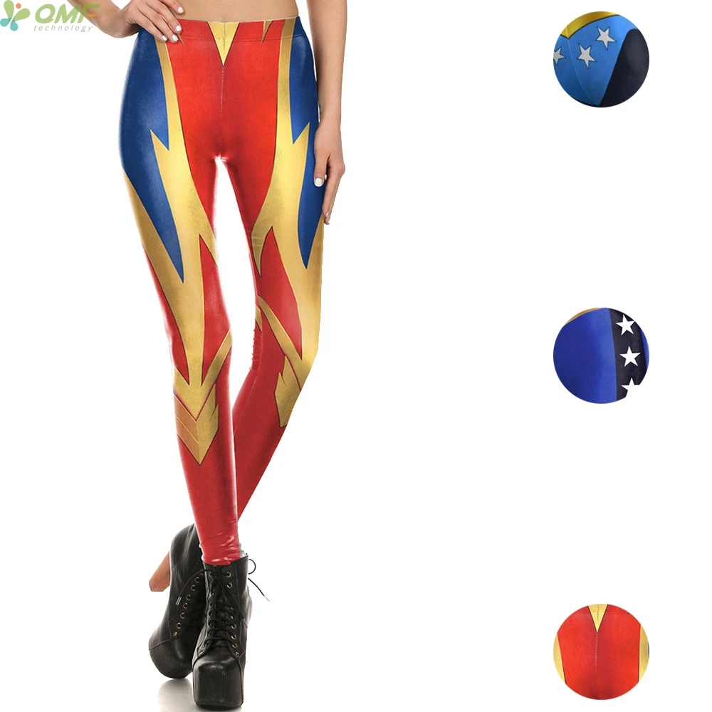 Cosplay Wonder Woman Print Women Leggings Fashion Casual Pencil Trouser