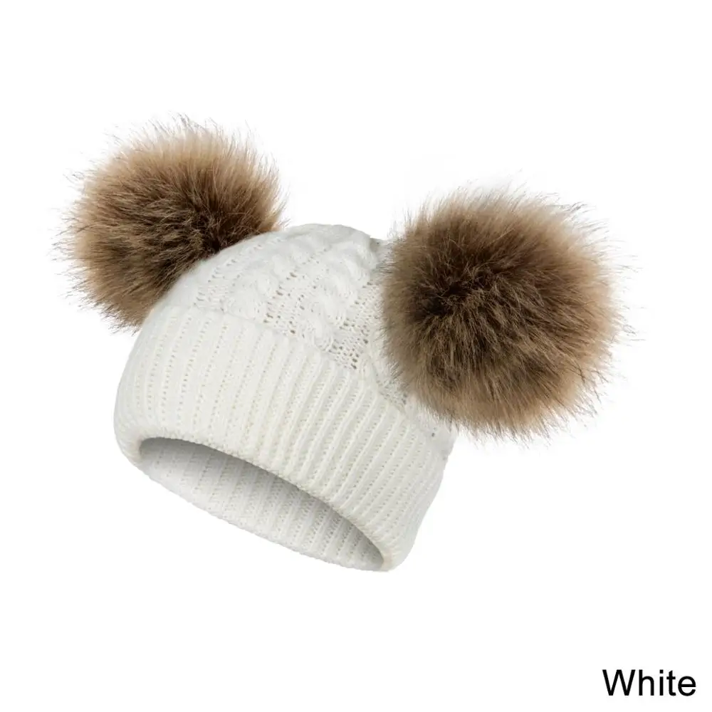 Evrfelan/Милая зимняя детская вязаная шапка; модные вязаные шапки; шапка для мальчиков и девочек с помпонами; Skullies Beanies; шапки; шапка - Цвет: E3