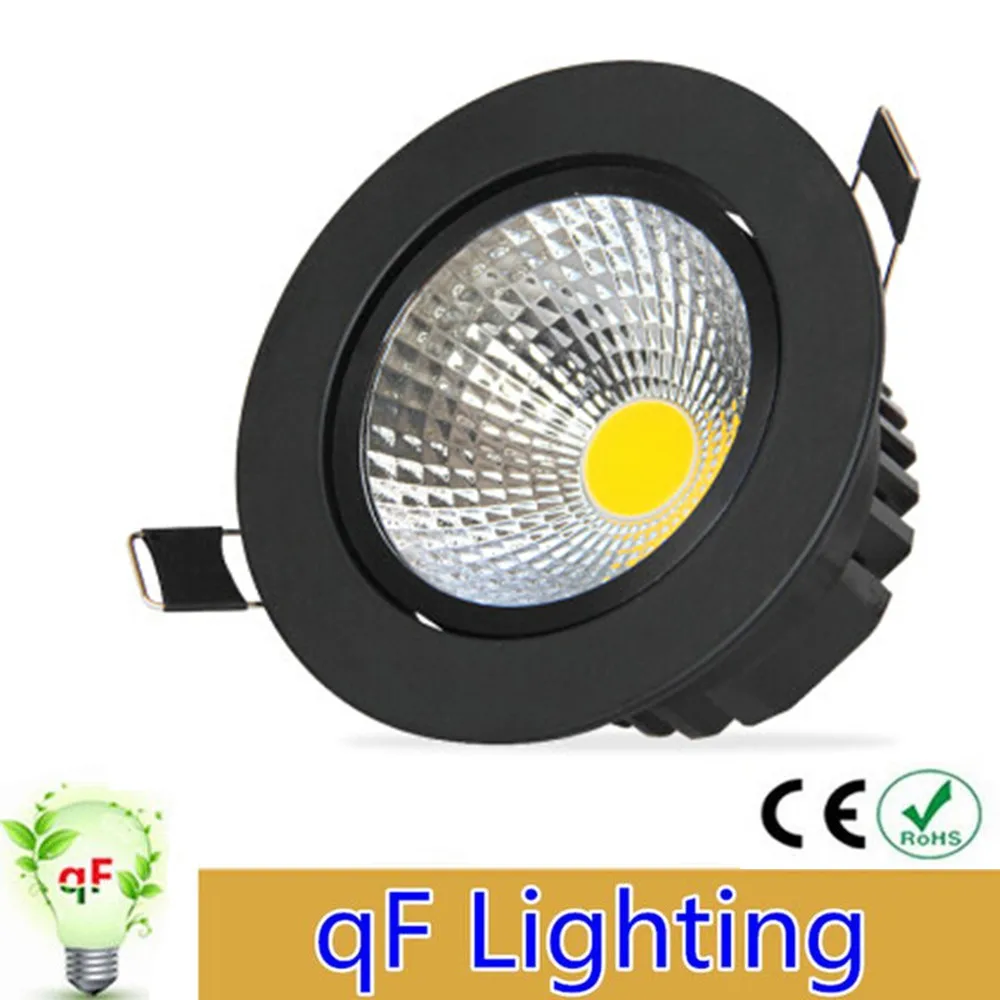 

Black Shell Dimmable Led downlight light COB Ceiling Spot Light 3W 5W 7W 10W 12W 85-265V recessed Lights Indoor Lighting