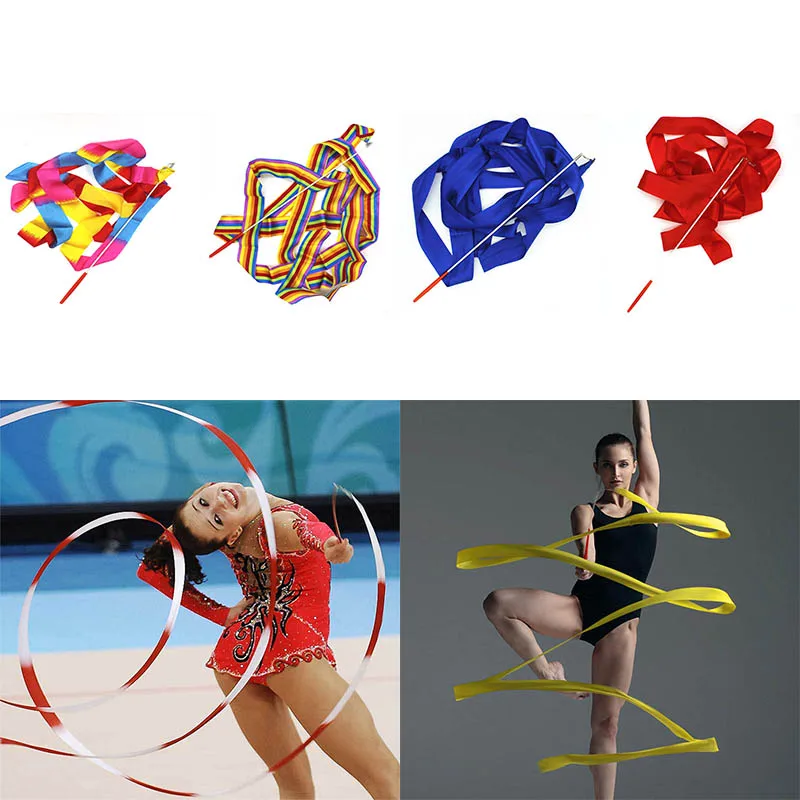 

3Pcs Dance Ribbons Colorful Streamers Rhythmic Gymnastics Ballet Ribbon Wands Kids Artistic Dancing Twirling Rod Body Building