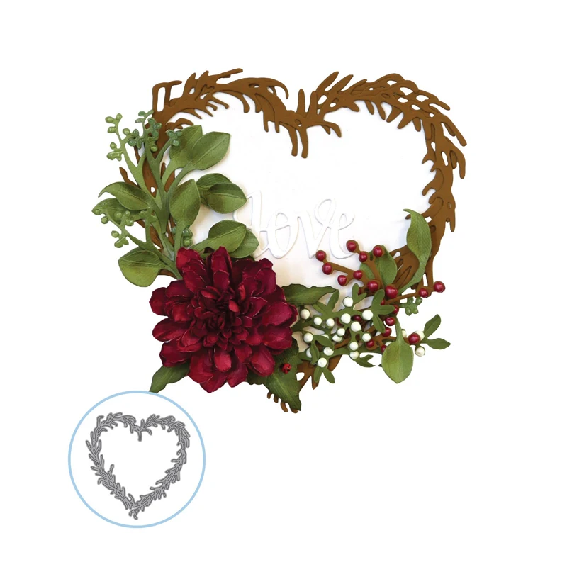 

Flower Heart Garland Metal Cutting Dies Stencils for DIY Scrapbooking Photo Album Decorative Embossing Paper Card Crafts Die Cut