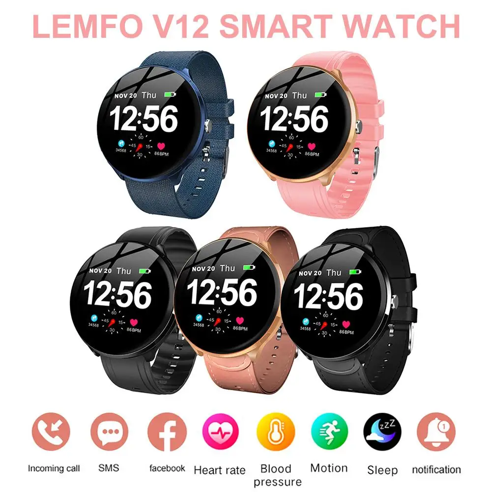 

V12 Smart Watch 1.3 Inch Full Touch Activity Tracker Heart Rate Monitor Fitness Bracelet Waterproof Smartwatch For Android IOS
