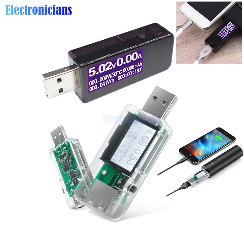 

Temperature Battery Capacity Indicator Meter Current Power Digital Voltmeter Ammeter Thermometer Voltage 7-in-1 USB 3.0 Tester