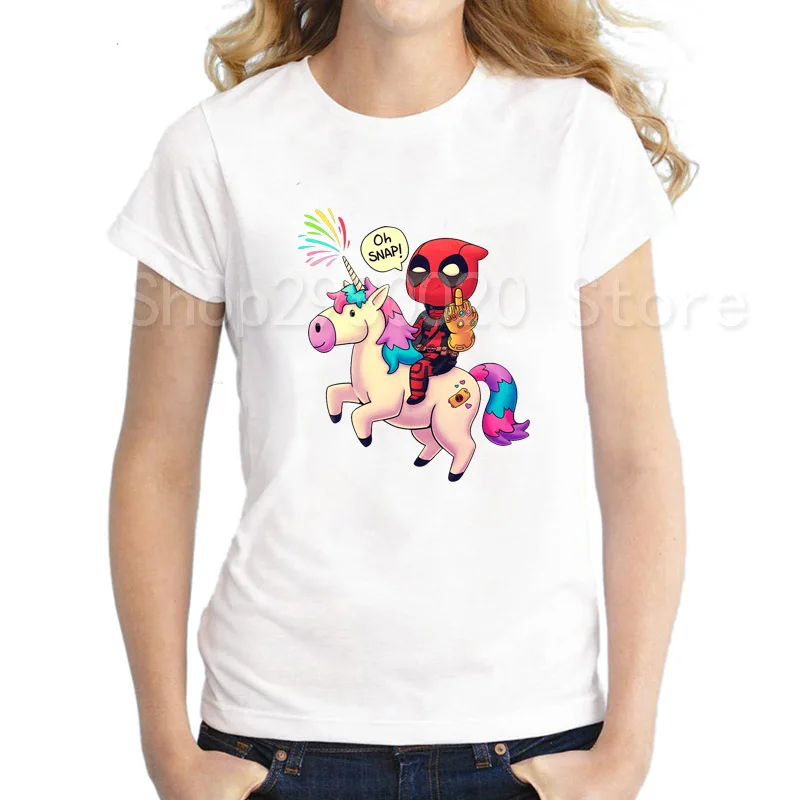 

Summer Women T-shirt Fashion Unicorn Theme Print White Tops Shirt Women Short Sleeve Round Neck Tshirt Feminina
