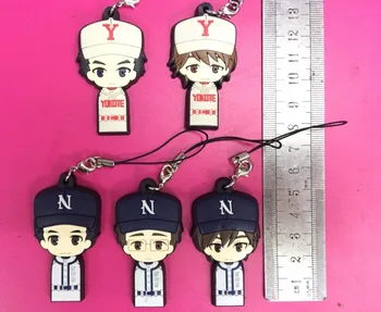 

5pcs/lot Ace of D Miyuki Kazuya Original Japanese anime figure rubber Silicone sweet smell mobile phone charms keychain strap