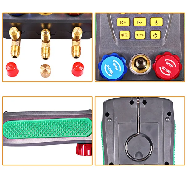 

Digital Manifold Gauge Refrigeration Pressure Tester HAVC 2-Way Valve Tool QJ888