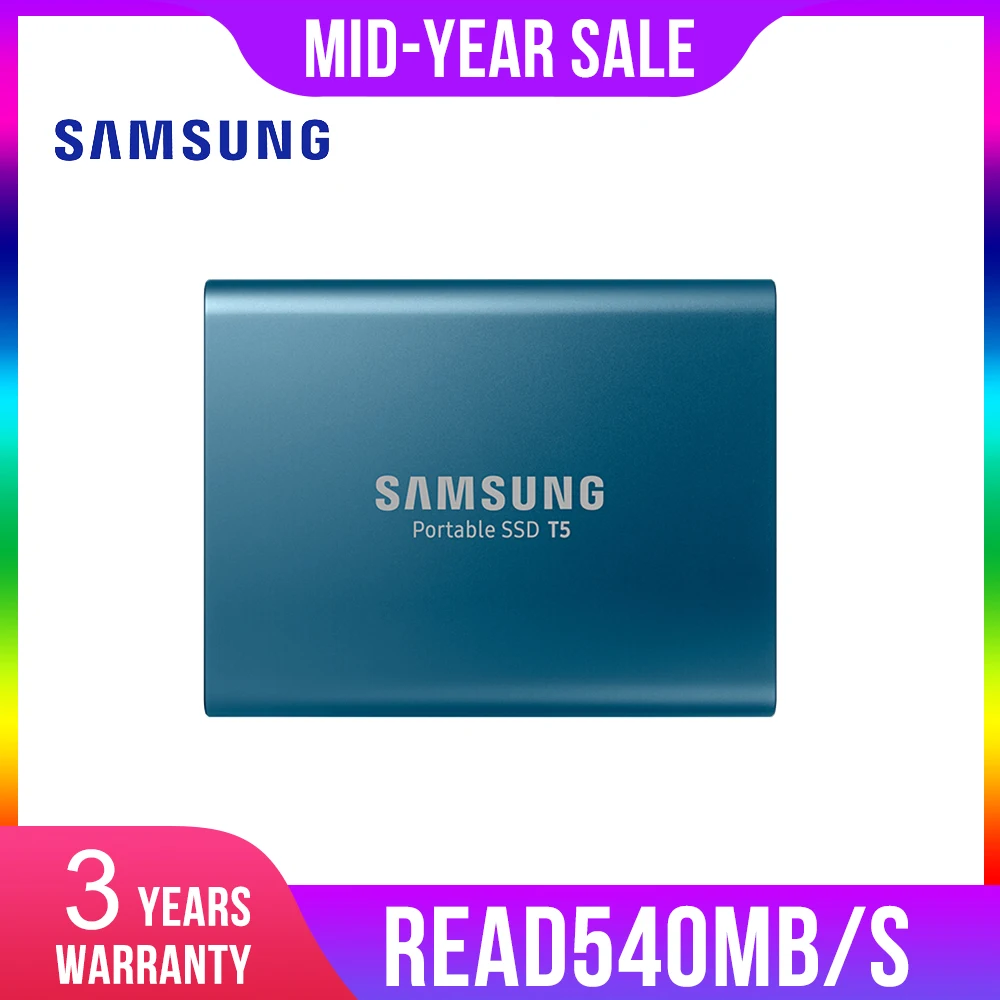 

Samsung Portable SSD T5 250GB 500GB 1TB 2TB External Solid State HD Hard Drive 2.5" USB 3.1 Gen2 (10Gbps) for Laptop Desktop