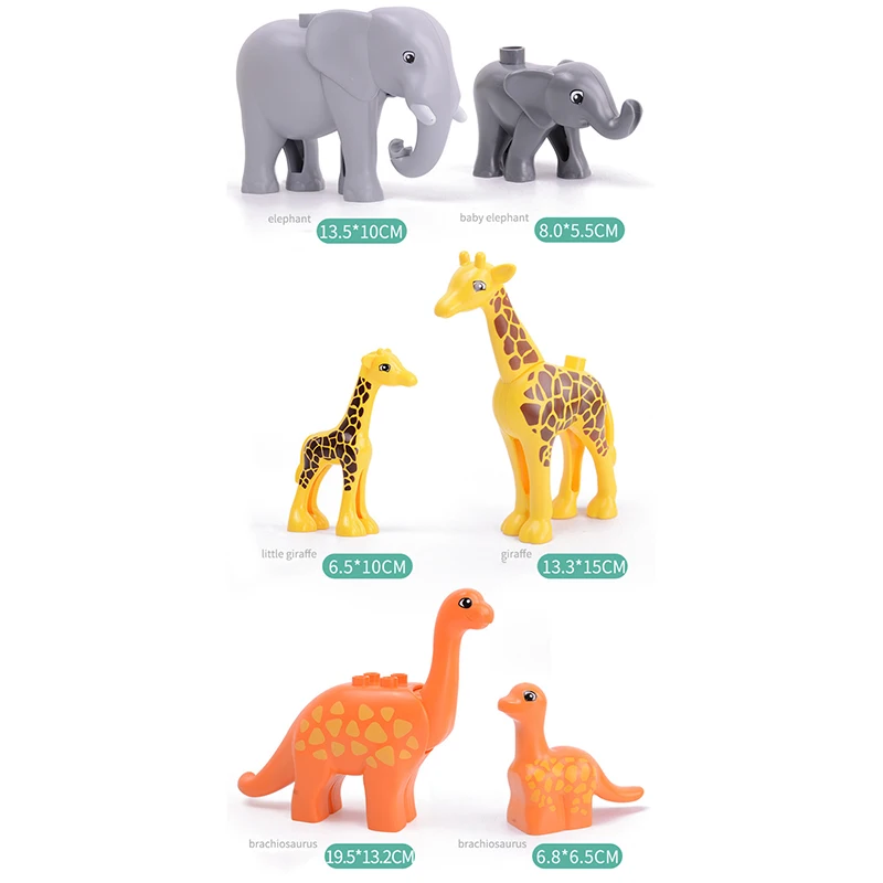 5Pcs-50pcs DIY Big Size Farm Dinosaur Animal Series Building Blocks Sets Bricks Compatible with Duploe Toys  for children  (5)