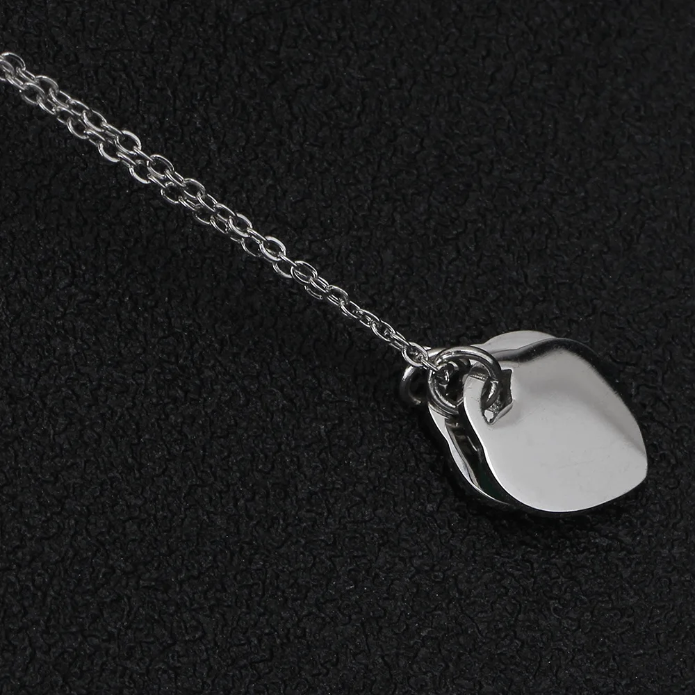 AMORUI Women Heart Pendants Necklace Stainless Steel Blue Silver Women Pendant Necklace Fashion Trendy Femme Chain Necklaces