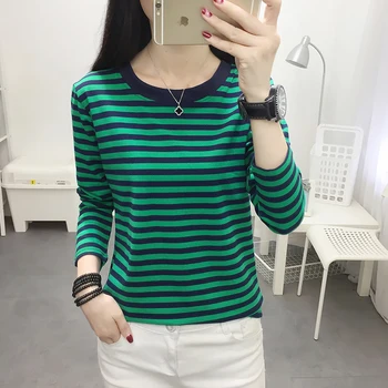 

Autumn new Long Sleeve O-Neck women T Shirt harajuku Casual Striped oversized T-Shirts Tops Cotton TShirt plus size 3XL 4XL 5XL