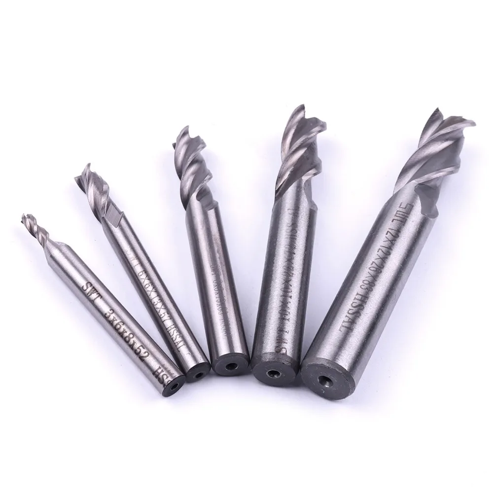 

Hot selling 1Pcs 3 Flutes Straight shank Milling Cutter Super hard HSS-AL Silver End Mill Cutter Blade length 8/13/19/22/26mm