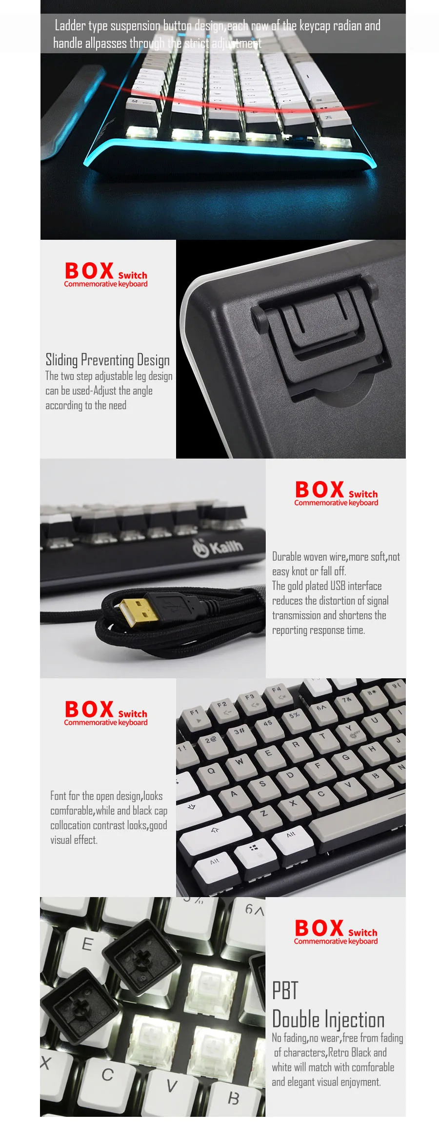 Механическая клавиатура 104 для планшетного компьютера PBT Keycaps Gamer Klavye USB Kailh Box Switch игровая клавиатура с подсветкой