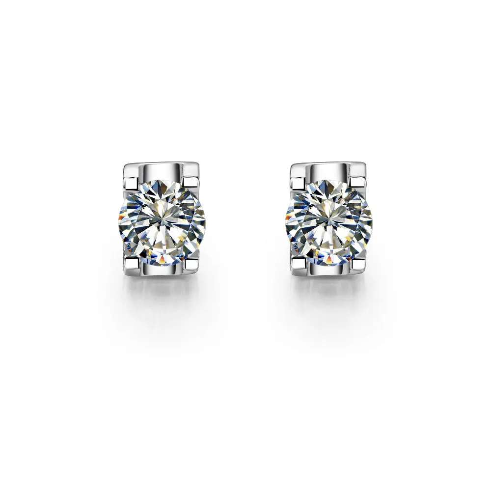 Sterling 925 Silver Earring Stud Brilliant 0.3Ct/Piece Synthetic